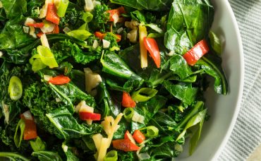 Homemade Organic Green Collard Greens with Pepper and Ginger.